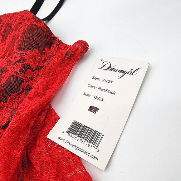 Ensemble Lingerie Dreamgirl Corset, String Et Bas – Noir/bleu, Taille L